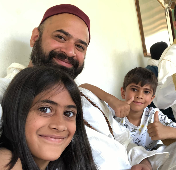 Ali Amla with his daughter Rahimah and son Zayn in Orgiva, Spain.