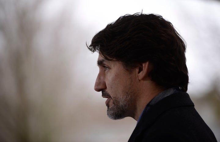 Prime Minister Justin Trudeau addresses Canadians from Rideau Cottage in Ottawa on April 21, 2020. 