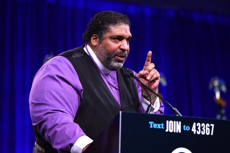 Rev. William Barber II is the pastor of <a href="http://greenleafchristiandoc.org/" target="_blank" role="link" class=" js-entry-link cet-external-link" data-vars-item-name="Greenleaf Christian Church" data-vars-item-type="text" data-vars-unit-name="5e9f0092c5b6b2e5b8385510" data-vars-unit-type="buzz_body" data-vars-target-content-id="http://greenleafchristiandoc.org/" data-vars-target-content-type="url" data-vars-type="web_external_link" data-vars-subunit-name="article_body" data-vars-subunit-type="component" data-vars-position-in-subunit="5">Greenleaf Christian Church</a> in Goldsboro, North Carolina, and president of Repairers of the Breach, a faith-based advocacy group.