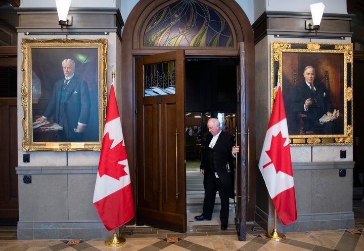 The doors to the House of Commons Chamber on Parliament Hill are closed as a limited number of MPs returned to the House of Commons to discuss measures to respond to the COVID-19 outbreak, in Ottawa on March 24, 2020.