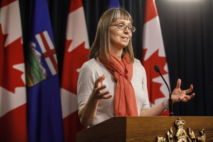 Alberta chief medical officer of health Dr. Deena Hinshaw updates media on the COVID-19 situation in Edmonton on March 20, 2020. 