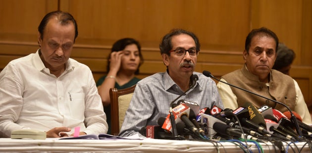 Maharashtra Chief Minister Uddhav Thackeray with Deputy CM Ajit Pawar and home minister Anil Deshmukh...