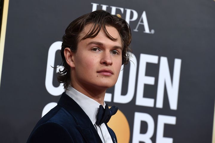 Ansel Elgort as we're more used to seeing him, at the Golden Globes in January