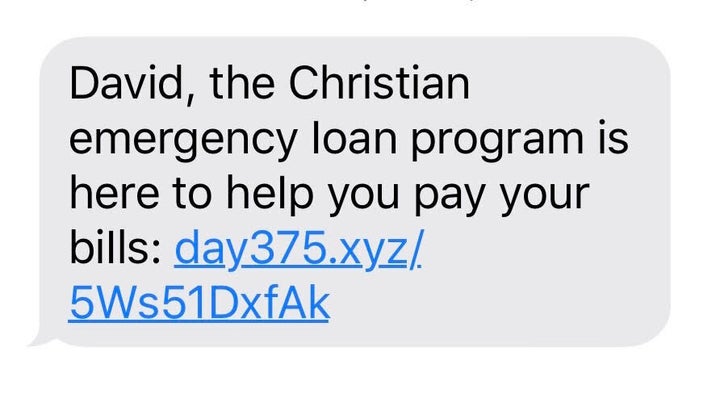 A text that the author received from a payday loan company