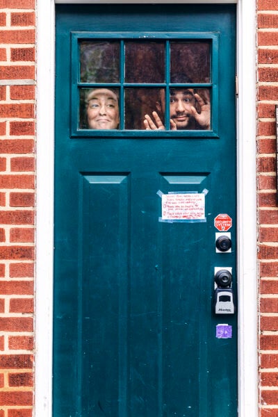 Two of Gruenwald's subjects, photographed through their front door in Philadelphia.