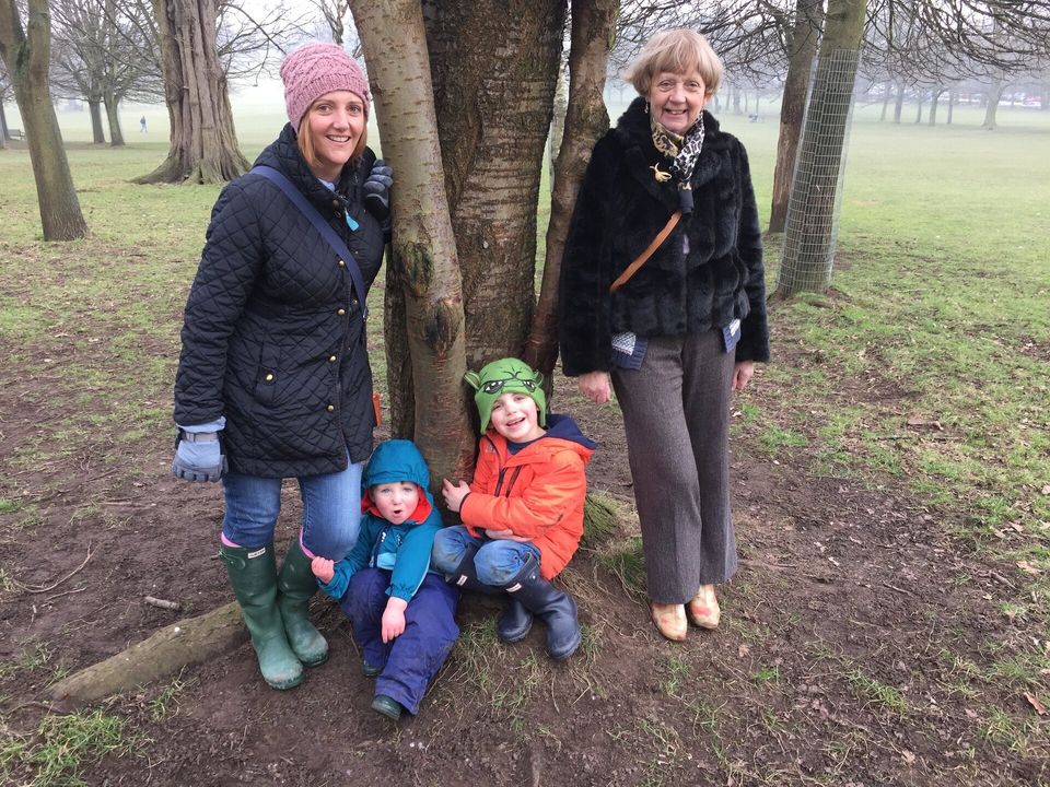 Jacqueline Varley with her daughter Karen and grandchildren Archie and Charlie