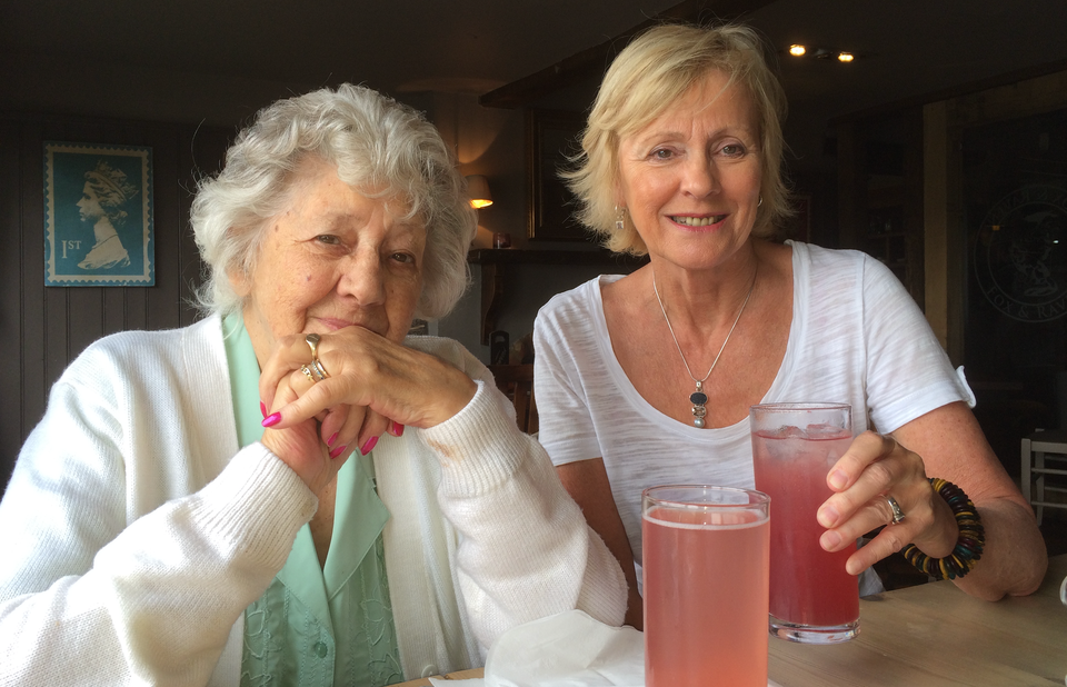 Pat Cooper enjoying mocktails with her daughter Trish Davies