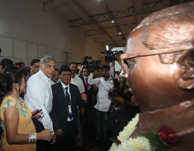Ratan Tata with entrepreneurs during his visit to the Trade Fair organised by Dalit entrepreneurs in...