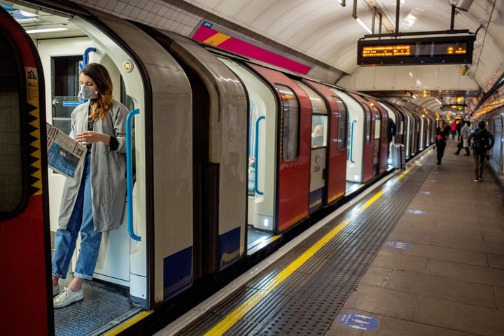 A passenger on the Tube in London on April 22. The United Kingdom has been slow to ramp up its testing capacity, but testing has become a central part of the government's strategy to ease the country's lockdown.