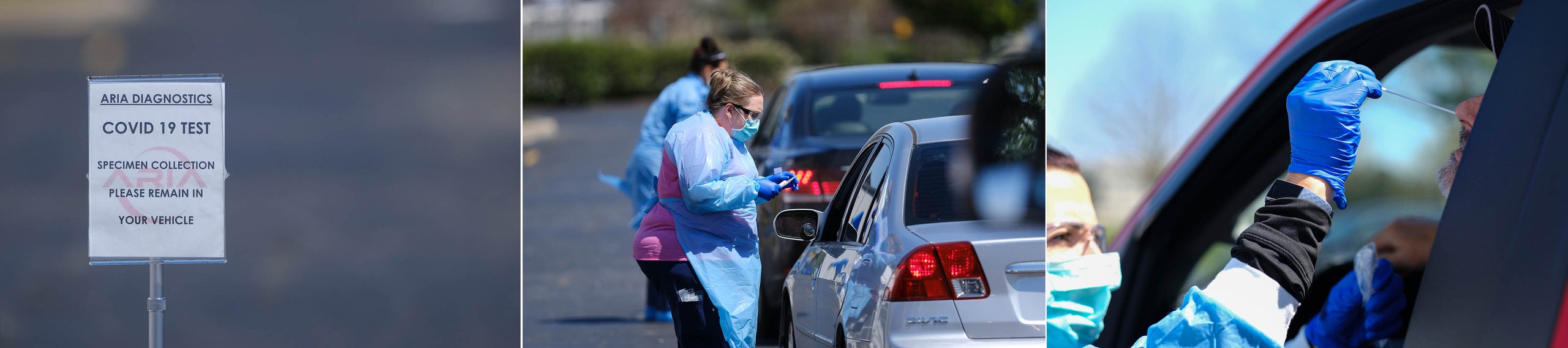 Aria administers COVID-19 tests to city employees and residents at a drive-thru site.