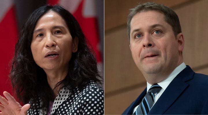 Chief Public Health Officer Theresa Tam and Conservative Leader Andrew Scheer are shown in a composite of images from The Canadian Press.