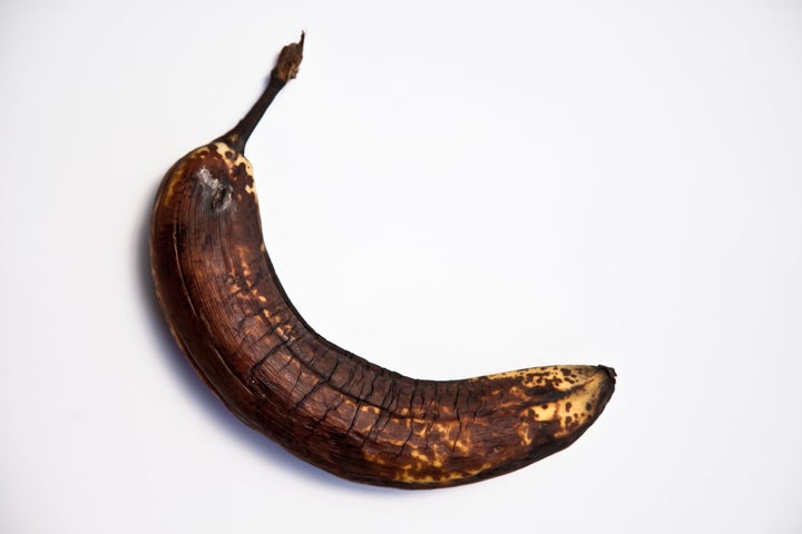 This over-ripe banana would be an excellent addition to a banana bread.