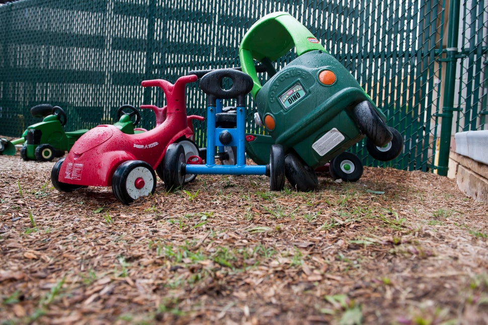 The empty playground Thursday at the Rock Spring Children's Center, now closed, in Bethesda, Maryland. 