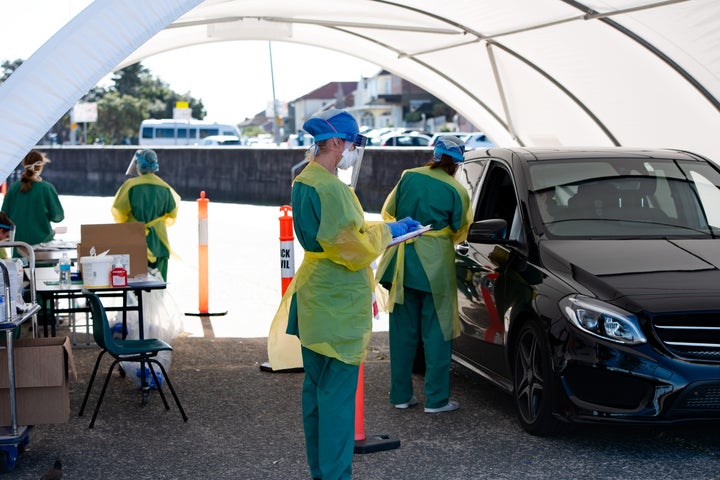 SYDNEY, AUSTRALIA - APRIL 21: COVID-19 drive through testing centre at Bondi Beach on 21 April, 2020 in Sydney, Australia. (Photo by Speed Media/Icon Sportswire via Getty Images)