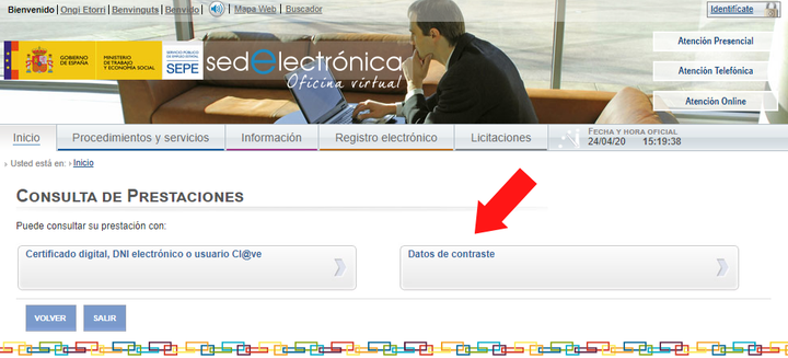 Página web del SEPE.