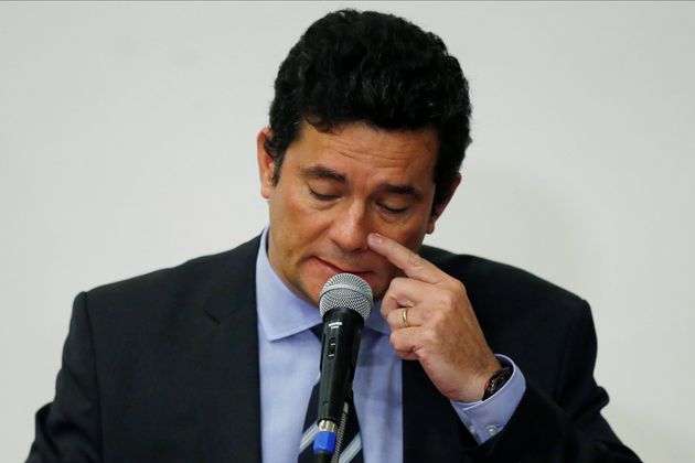 Ministro Sergio Moro em pronunciamento de sua demissão nesta sexta-feira (24).