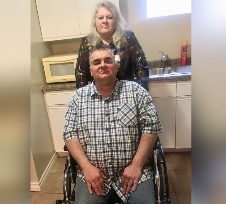 Derrick Snow and his sister Crystal Pirie are seen at her London, Ont. home on April 23, 2020, a few days after his release from prison due to the COVID-19 crisis.