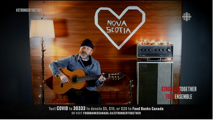 Dallas Green of City and Colour performing “We Found Each Other in the Dark” with a tribute to Nova Scotia, during the "Stronger Together" fundraiser, Apr. 26, 2020.