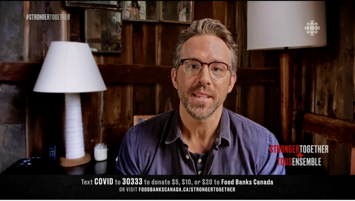 Ryan Reynolds talks about Canada during the "Stronger Together" fundraiser, Apr. 26, 2020.