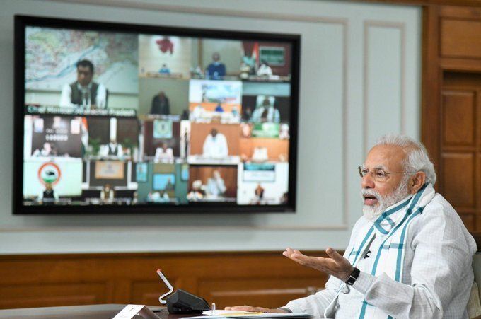 Prime Minister Narendra Modi interacts with Chief Ministers. 