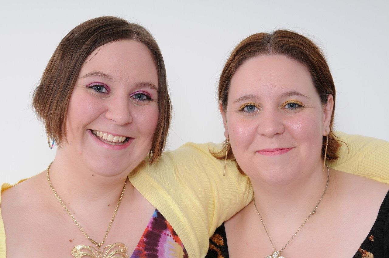 Family photo of twin sisters Katy (left) and Emma Davis, who died within three days of each other after both testing positive for Covid-19.