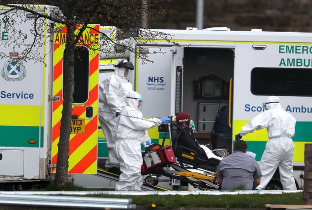 Student paramedics during a training exercise at the Louisa Jordan Hospital in Glasgow earlier this month.