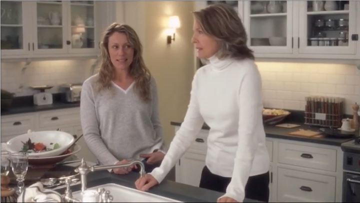 Actors Diane Keaton and Frances McDormand in "Something's Gotta Give." Nancy Meyers said Sunday on Instagram that her real-life kitchen was the inspiration for the kitchen in this movie.