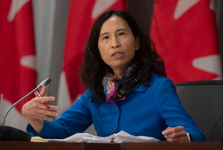 Chief Public Health Officer Theresa Tam responds to a question during a news conference in Ottawa on April 27, 2020.