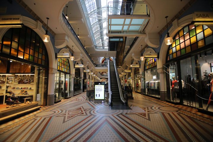 The Queen Victoria Building shopping centre is seen empty in Sydney, Australia, on March 28, 2020. (Photo by Steven Saphore/Anadolu Agency via Getty Images)