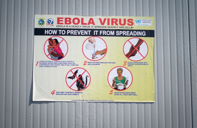 A sign posted last September in Goma, Congo, offers tips on how to stem the spread of