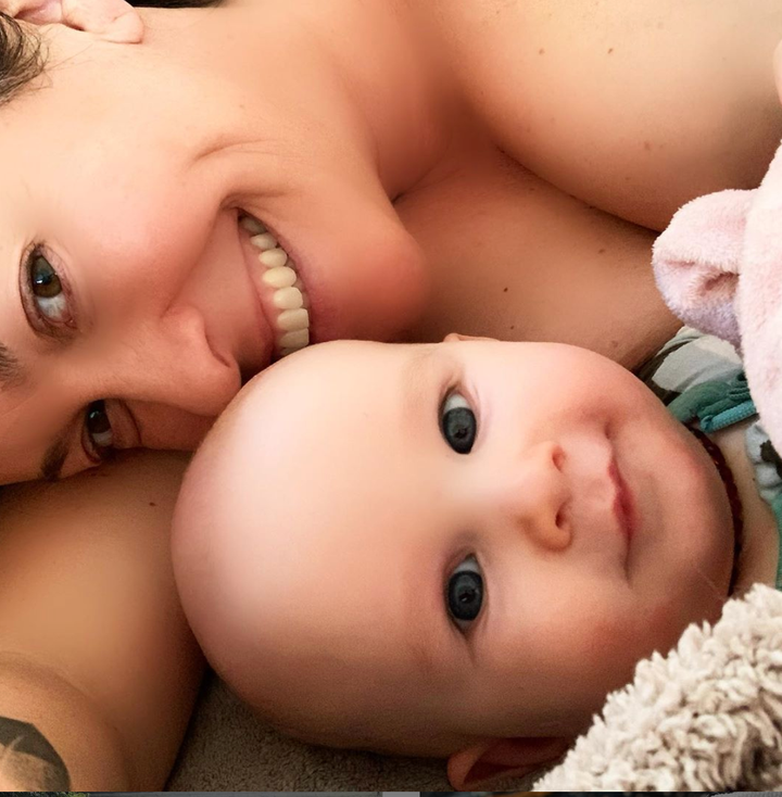 Alanis Morissette with her baby.