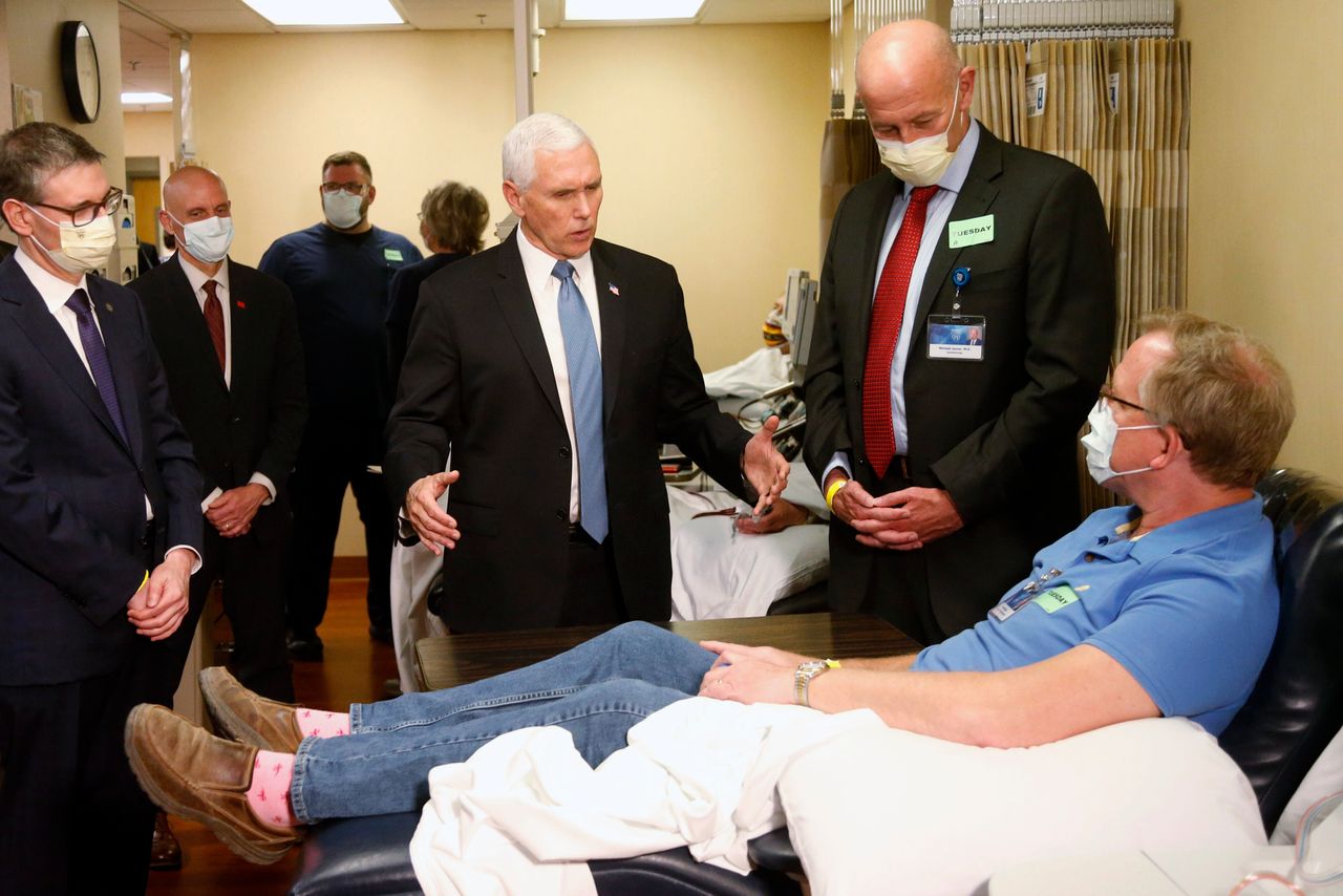 Vice President Mike Pence as he toured the facilities supporting COVID-19 research and treatment at the Mayo Clinic in Minnesota