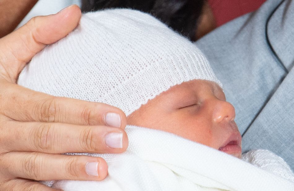 A close-up of baby Archie during his first photocall with his parents.&nbsp;