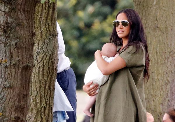 Meghan holds Archie at the&nbsp;the King Power Royal Charity Polo Match.