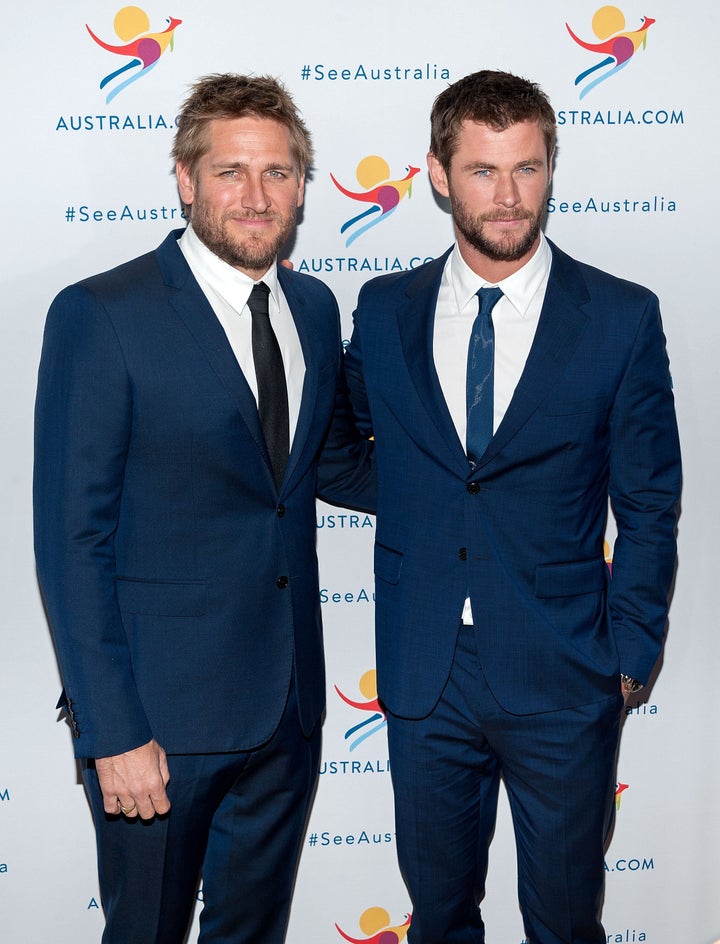 Curtis Stone (L) and Chris Hemsworth attend the "There's Nothing Like Australia" campaign launch at Celsius at Bryant Park on January 25, 2016 in New York City. 