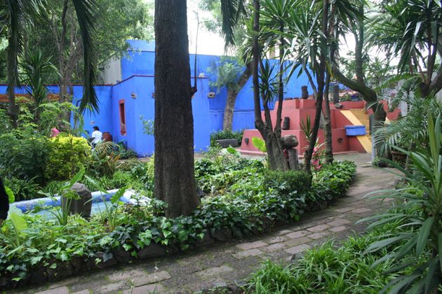 Coyoacan - Mexico City - Mexico - August 21, 2016. The gardens surrounding the house where Frida Kahlo was born, made into a museum in 1958.