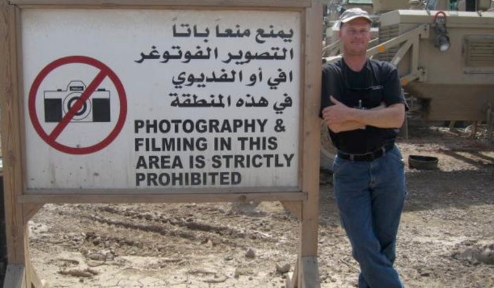 Mark Frerichs, a contractor from Illinois, poses in Iraq in this undated photo obtained from Twitter that he would include wi