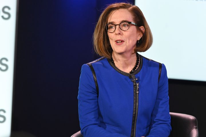 Oregon Gov. Kate Brown speaks at the Axios News Shapers event on the U.S. education system on Feb. 22, 2019, in Washington, D.C.