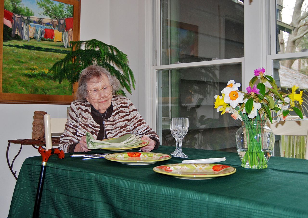 Beverly Sharp inside her home where she lives by herself. 