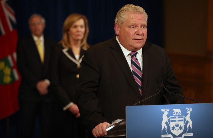Premier Doug Ford unveils a roadmap for reopening Ontario after COVID-19 forced a widespread shutdown of non-essential services in Toronto on April 27, 2020.