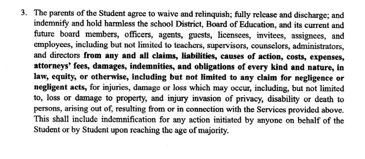 Families in New Jersey were asked to sign forms waiving their legal rights.