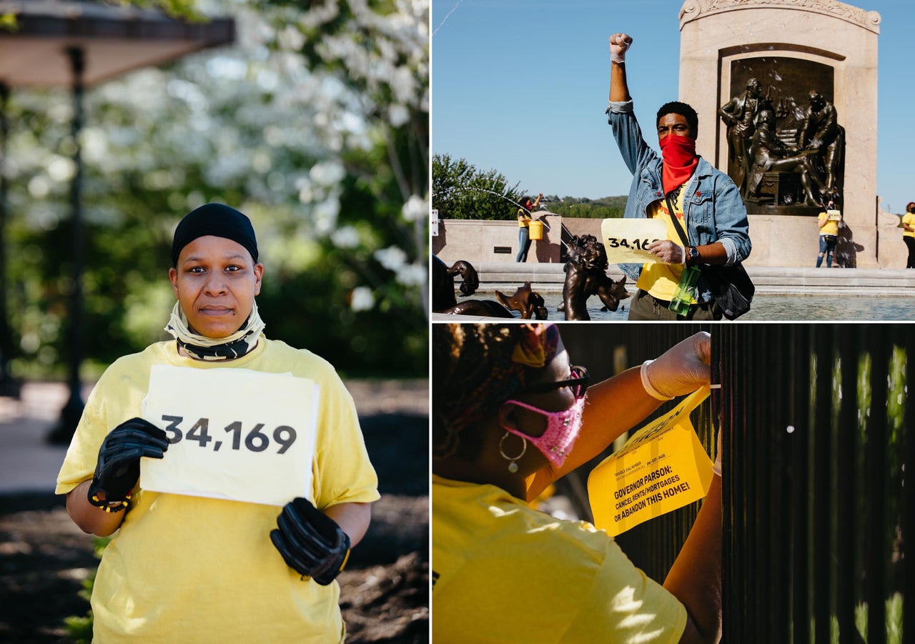 Tiana Caldwell is a tenant from Kansas City, Missouri. She is a two-time cancer survivor and an instructor at a community college. She's been out of work for five weeks as a result of the pandemic. Her family was unable to pay rent in April and won't make May rent, either. Her husband has an opportunity to go back to work, but he would have to live separately from the family because of Caldwell's compromised immune system. "Either way, I'm fighting for my life," Caldwell said, describing what it was like for her as an immunocompromised person looking for work and as an activist.