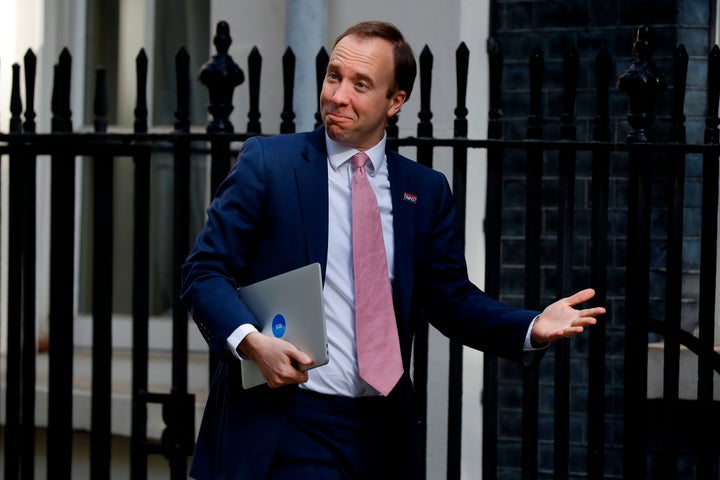 Health secretary Matt Hancock arrives in Downing Street.