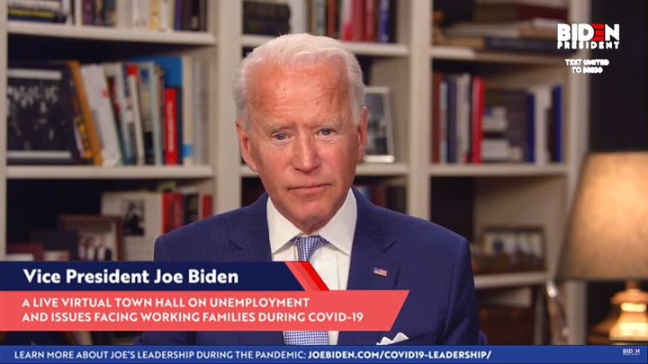 In this screengrab from Joebiden.com, Democratic presidential candidate and former U.S. Vice President Joe Biden speaks from his home on April 8, 2020 in Wilmington, Delaware.