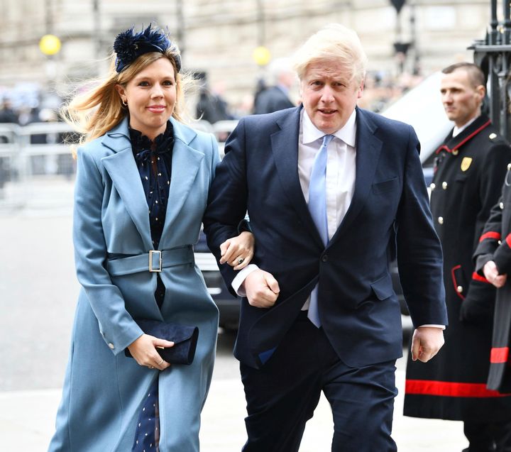 Boris Johnson and Carrie Symonds on March 9, 2020 at Westminster Abbey.