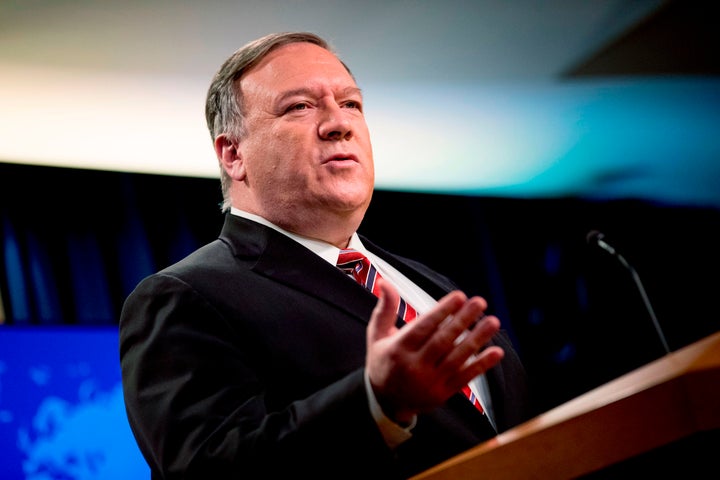 US Secretary of State Mike Pompeo speaks at a news conference at the State Department on April 29, 2020, in Washington,DC.