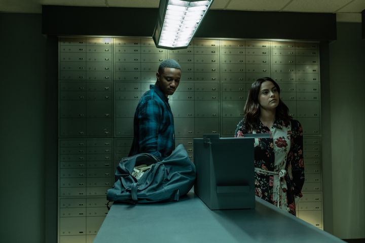 Jessie Usher and Camila Mendes in "Dangerous Lies"