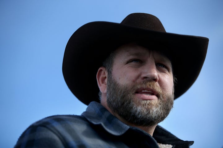 Ammon Bundy speaks to members of the media in front of the Malheur National Wildlife Refuge Headquarters on Jan. 6, 2016, nea