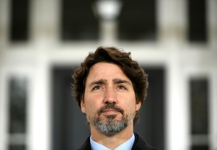 Prime Minister Justin Trudeau speaks during his daily news conference on the COVID-19 pandemic outside his residence at Rideau Cottage in Ottawa on May 4, 2020. 