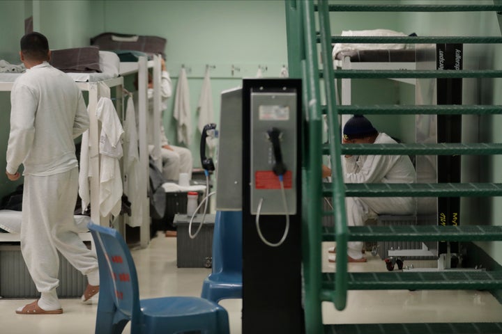 A residential pod at the U.S. Immigration and Customs Enforcement detention center in Tacoma, Washington. Immigrant detainees across the country say they lack adequate protective equipment and cleaning supplies to prevent the spread of the coronavirus behind bars.